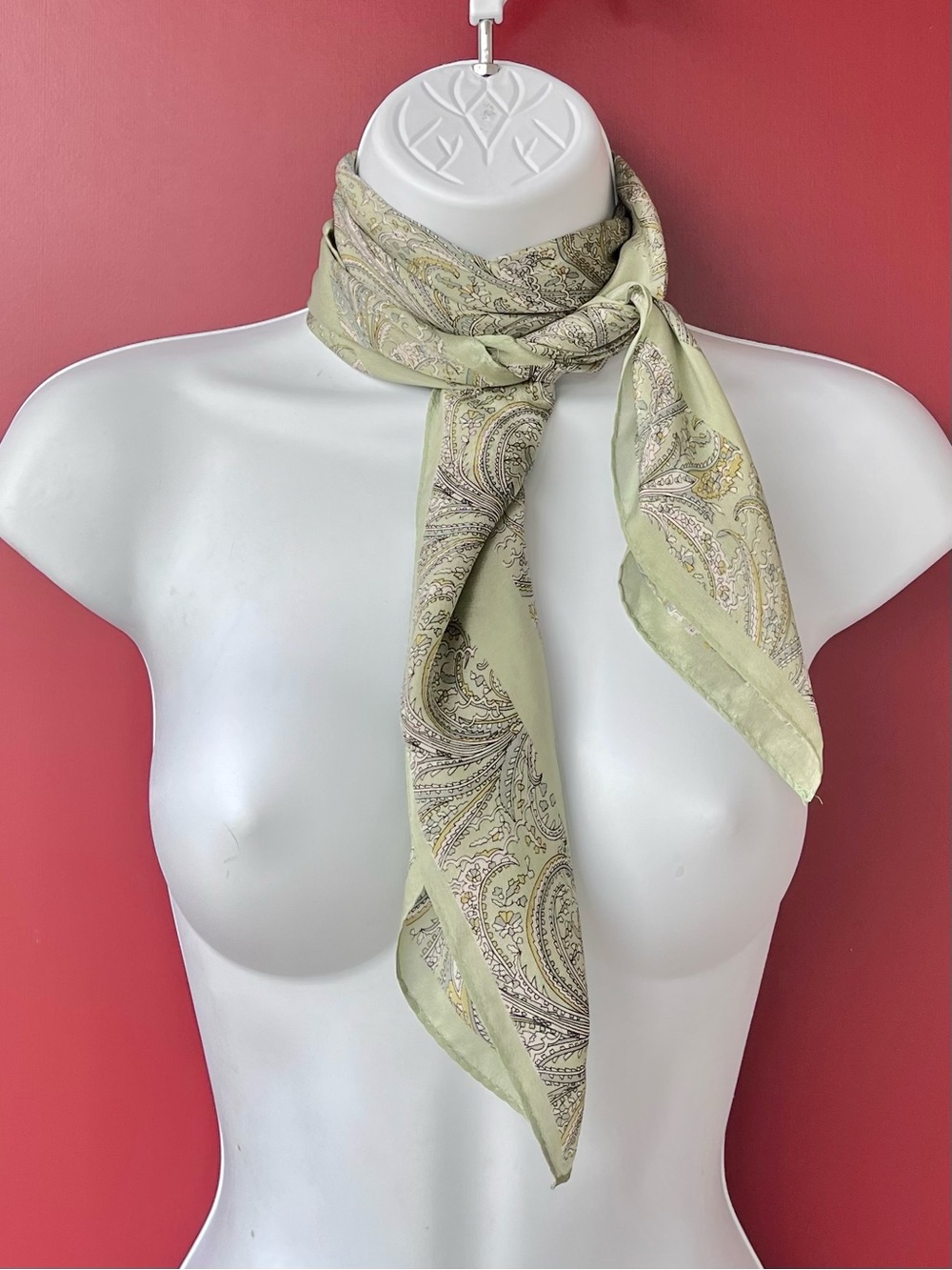 Vintage Glentex 💯 % Silk Scarf in Pale Sage